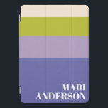 Purple and Green Stripes Modern Personalised Name iPad Pro Cover<br><div class="desc">Protect your tech in style with this Cute Purple and Green Stripes Modern Personalised iPad Cover! Featuring a playful striped design in vibrant purple and green, this cover adds a touch of personality to your iPad while keeping it modern and fun. Perfect for students, professionals, or anyone who loves a...</div>