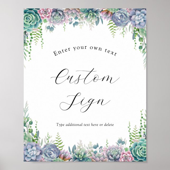 Purple and Green Succulent Custom Text Sign (Front)
