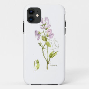 Purple and green sweet pea watercolor iPhone 11 case