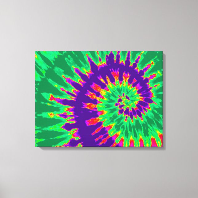 Purple and Green Tie Dye Canvas Print (Front)