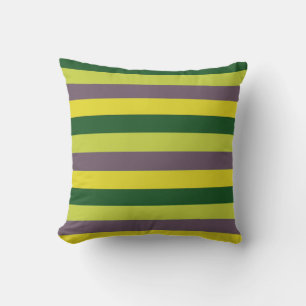 Purple and Green Trendy Stripes Pattern Cushion