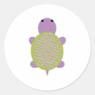 Purple and Green Turtle Classic Round Sticker