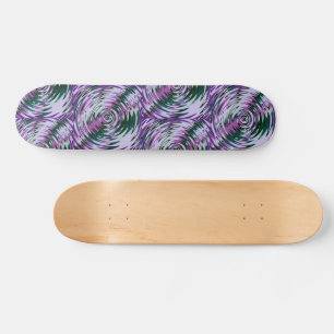 Purple and Green Vortex Print Skateboard Deck