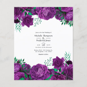 Purple and Green Watercolor Floral Wedding Invite Flyer