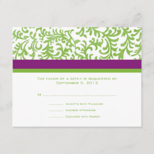 Purple and Green Wedding RSVP Card