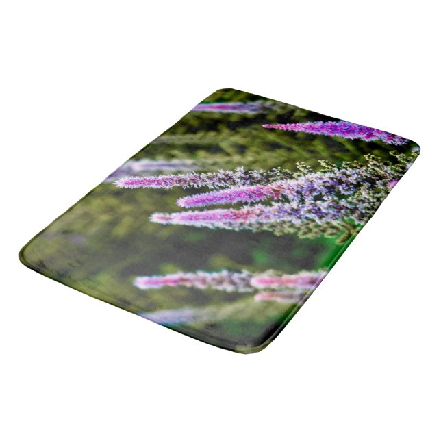 Purple and Green Wildflowers Bath Mat (Angled)
