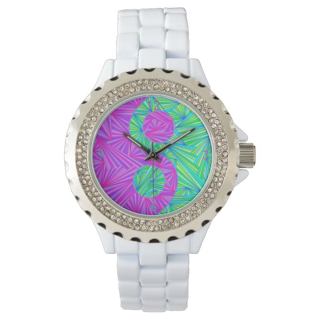 Purple And Green Yin And Yang Zen Fashion Watch (Front)