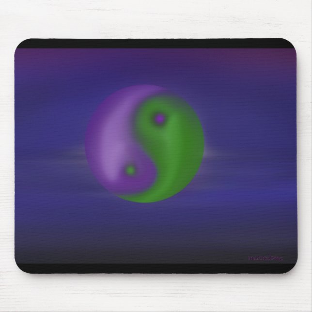 Purple and green ying and yang sky mouse mat (Front)