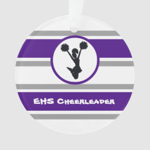 Purple and Grey Cheerleader Photo Ornament