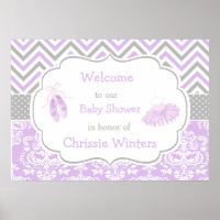 Purple and Grey Chevron Ballerina Baby Shower