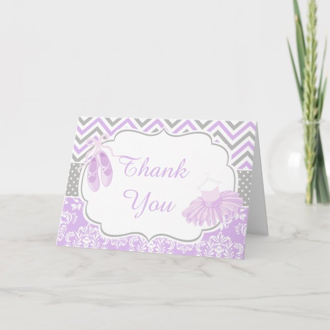 Purple and Grey Chevron Ballerina Thank You (Front)