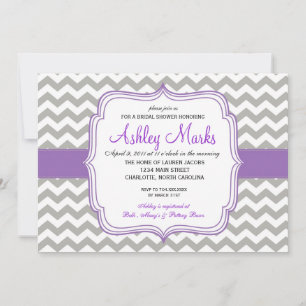 Purple and Grey Chevron Invitaiton Invitation