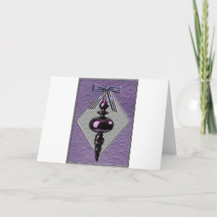 Purple and Grey Christmas Tree Ornament Holiday Card