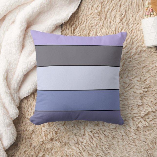 Purple And Grey Colour Stripes On Watercolor Paper Cushion (Blanket)