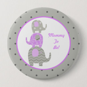 Purple and Grey Elephant Personalised Mummy to Be 10 Cm Round Badge