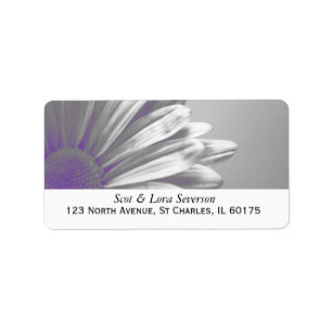 Purple and Grey Floral Highlights Return Address Label