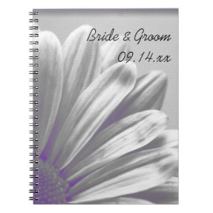 Purple and Grey Floral Highlights Wedding Notebook