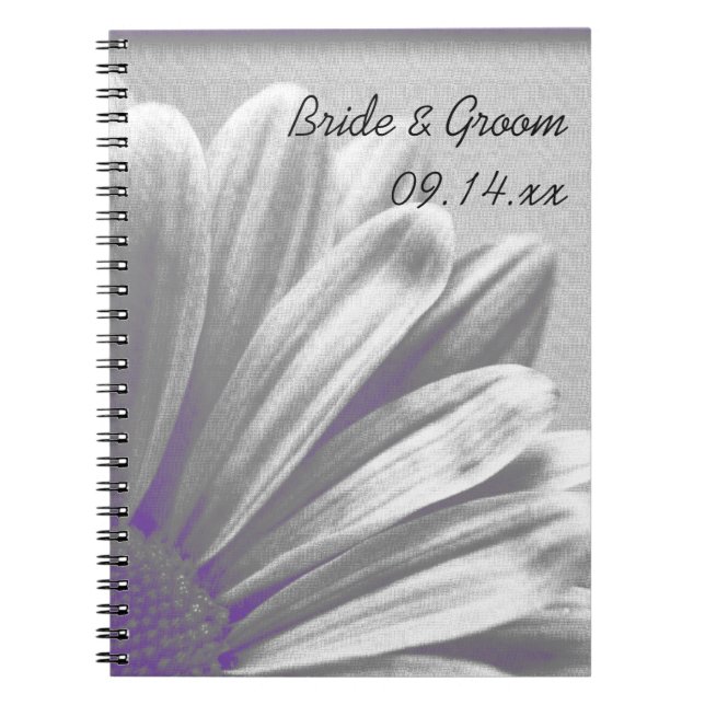 Purple and Grey Floral Highlights Wedding Notebook (Front)