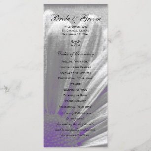 Purple and Grey Floral Highlights Wedding Program Programme
