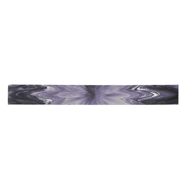 Purple and Grey Fluid Pour Flower Goth Satin Ribbon (Front)