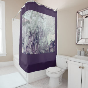Purple and Grey Fluid Swirl Painting Shower Curtain