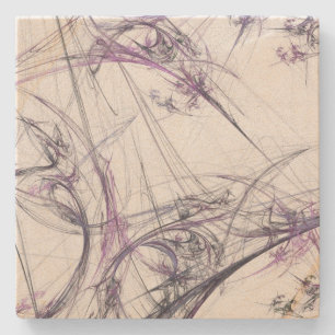 Purple and Grey Fractal Square Coaster
