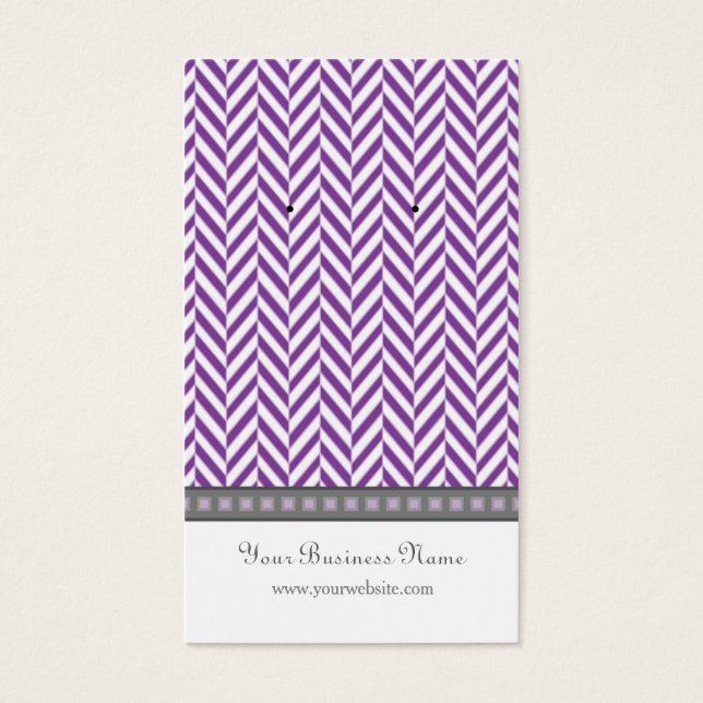 Purple and Grey Herringbone Earring Cards (Front)