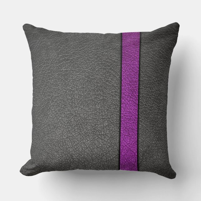 Purple and Grey Leather Cushion (Front)
