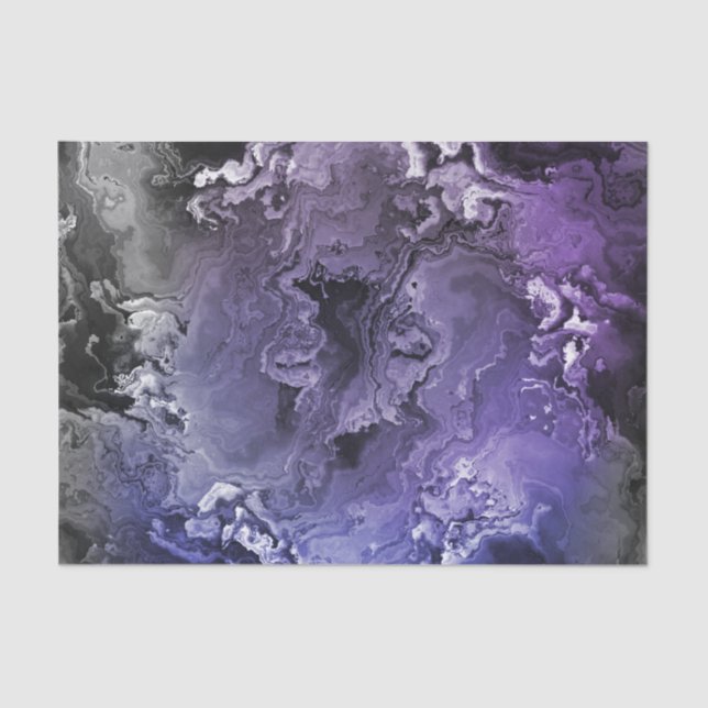 Purple and Grey Marble Agate Tissue Paper (Front)