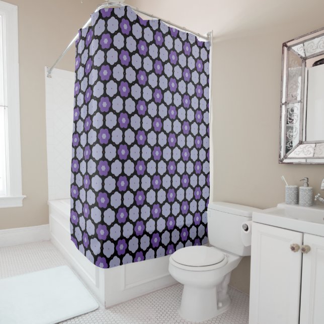 Purple and Grey Shower Curtain (In Situ)