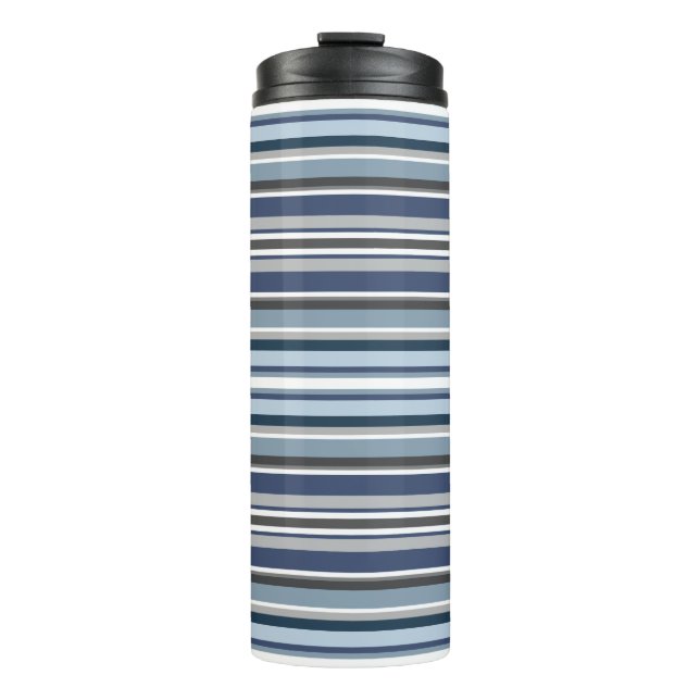 Purple and Grey Stripes Thermal Tumbler (Front)