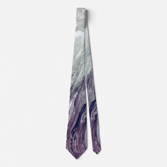 Purple and Grey Swirl Abstract Flow Painting Tie (Front)