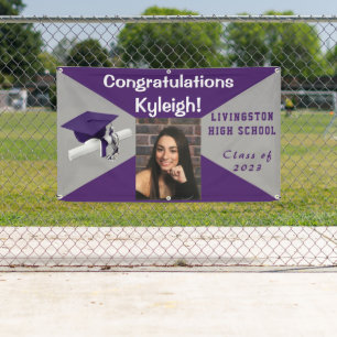 Purple and Grey Vinyl Graduation Photo Banner