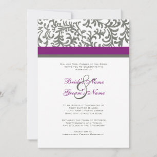 Purple and Grey Wedding Invitation