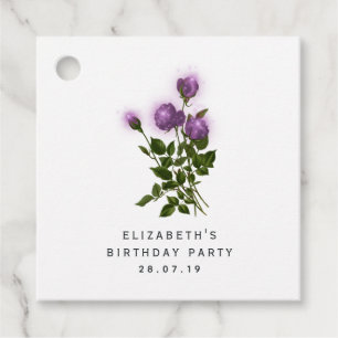 Purple and Ivory Floral Favour Tags