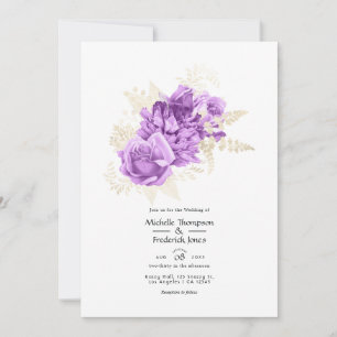 Purple and Ivory Floral Wedding Invitation