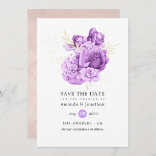 Purple and Ivory Floral Wedding Save The Date