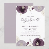 Purple and Ivory Flowers Silver Baby Sprinkle