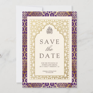 Purple and Ivory Islamic Arch Muslim Wedding Save The Date