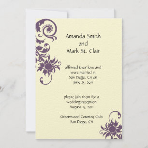 Purple and Ivory Wedding Reception Invitation