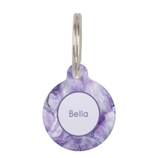 Purple and Lavender Alcohol Ink Marble Swirls Pet Tag