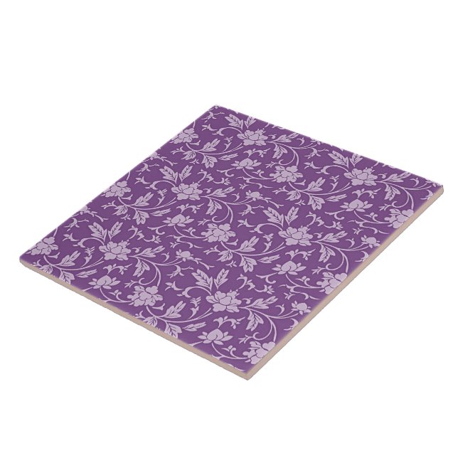 Purple and lavender floral pattern tile (Side)