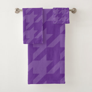 Purple and Lavender Houndstooth Bath Towel Set