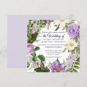 Purple and Lavender Ivory Vintage Botanical Floral Invitation
