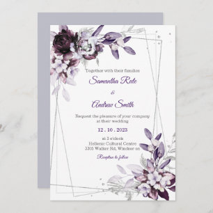 Purple and Lavender Silver Wedding Invitation