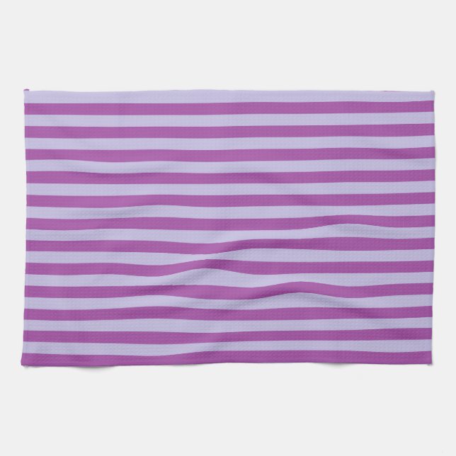 Purple and Lavender Stripes Tea Towel (Horizontal)
