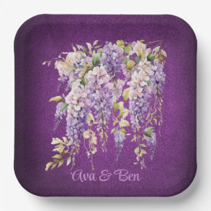 Purple and Lavender Wisteria Wedding Paper Plate