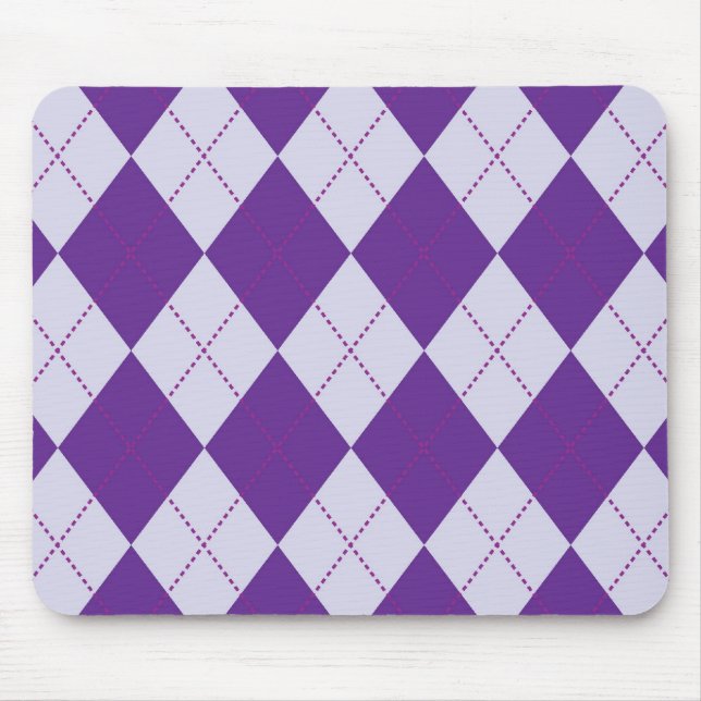 Purple and Light Purple Argyle Pattern Mouse Mat (Front)