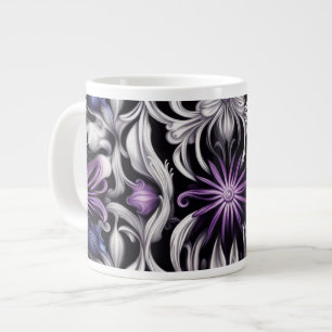 Purple and Light Purple Flower Abstract Art Large Coffee Mug