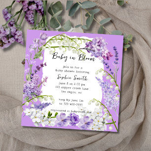Purple and Lilac Delicate Florals Baby Shower Invitation